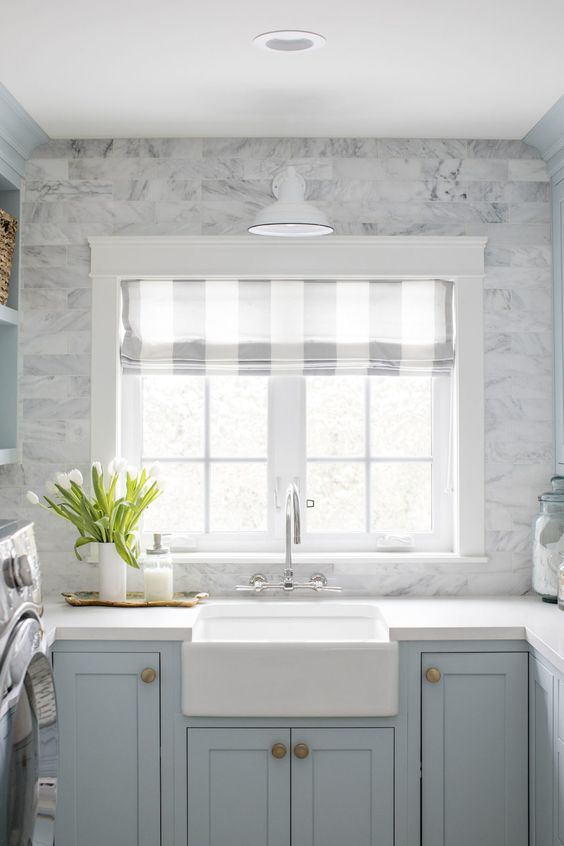 soft curtains or roman shades kitchen