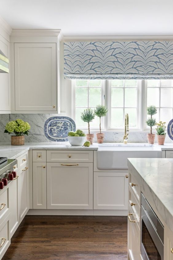 soft curtains or roman shades kitchen