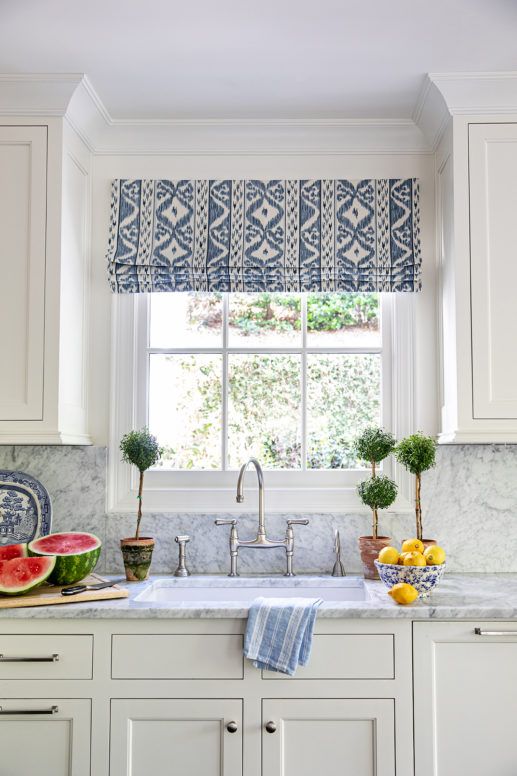 soft curtains or roman shades kitchen
