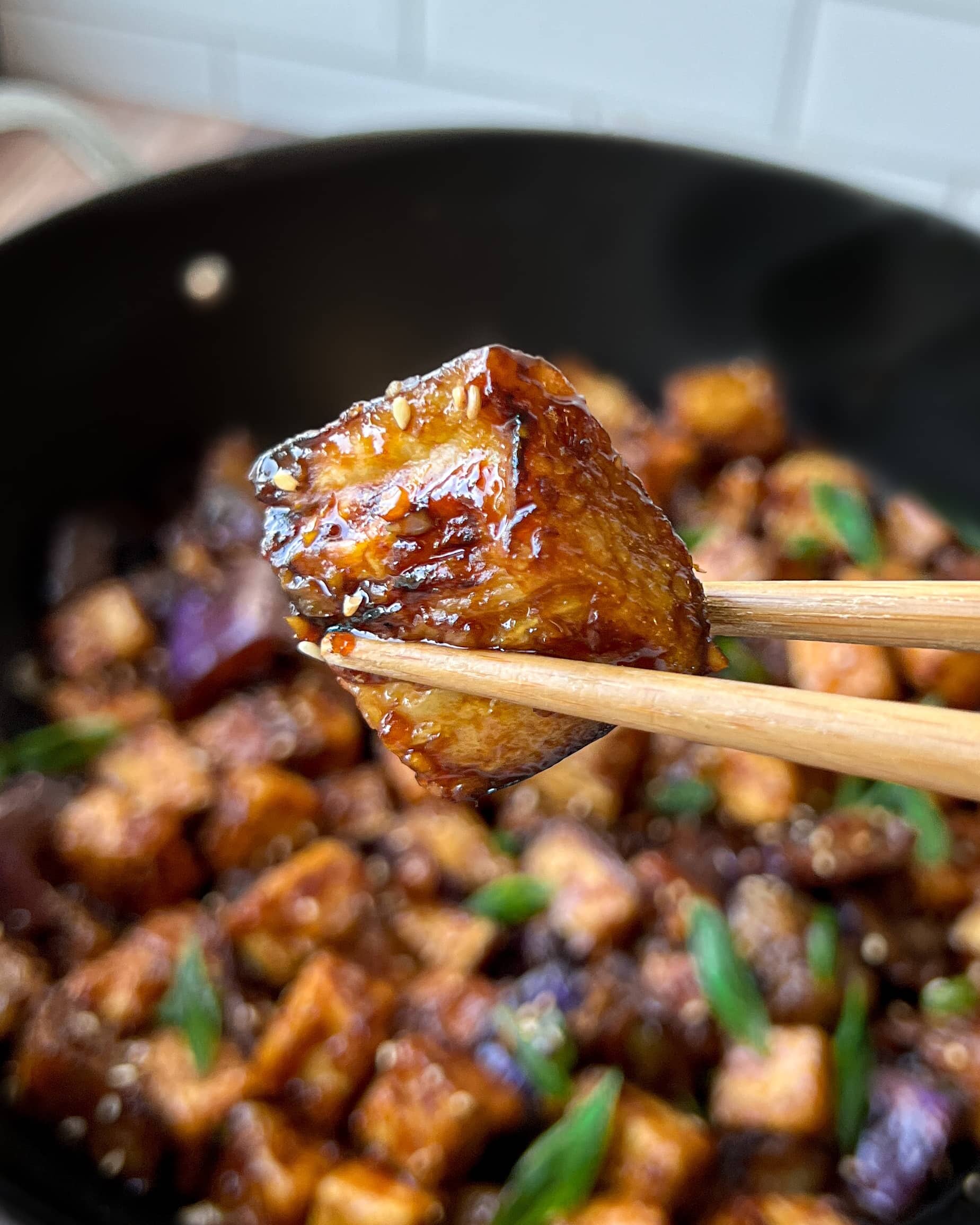 GARLIC EGGPLANT & CRISPY TOFU